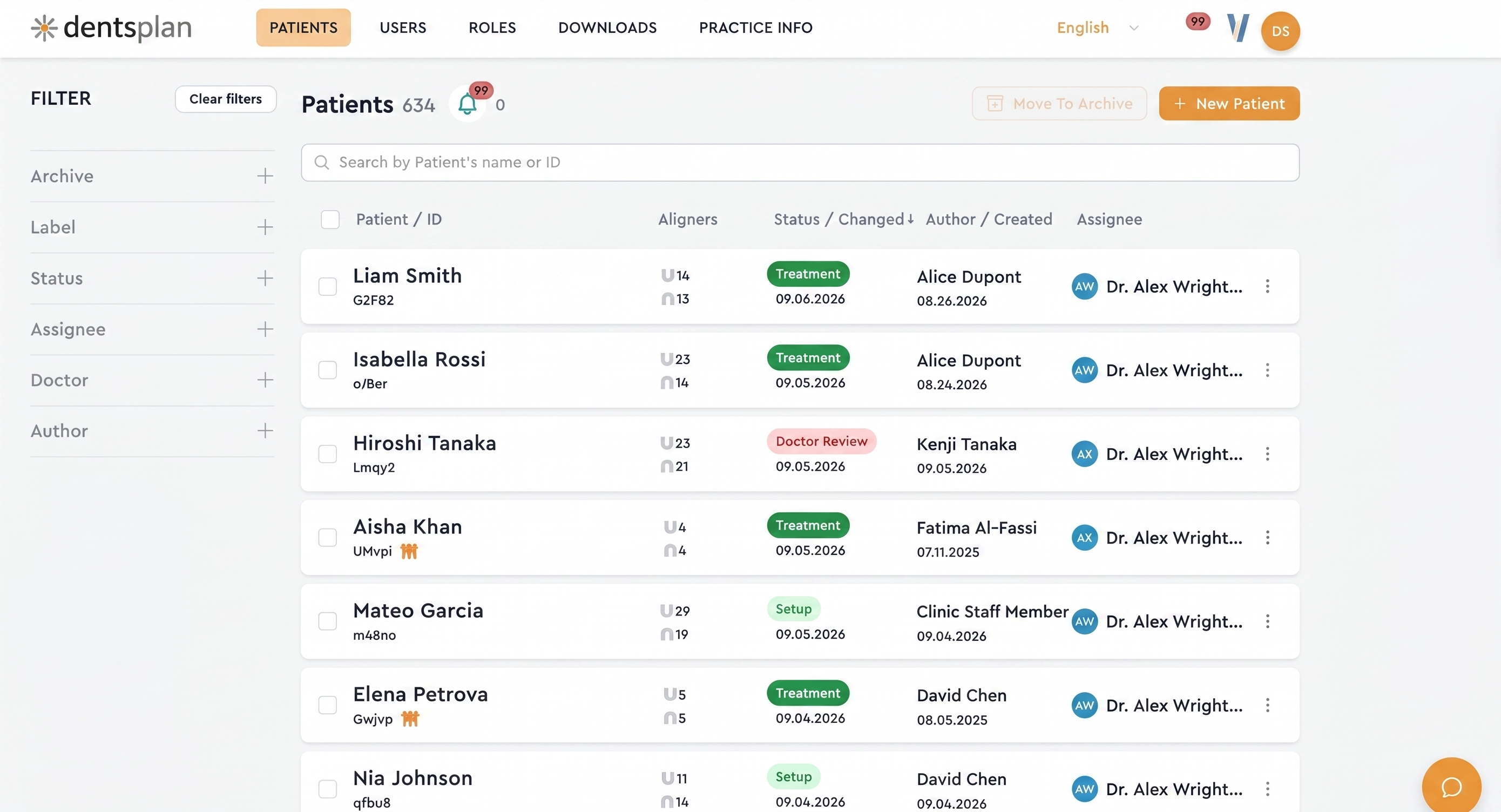 Dentsplan Portal — lista e pacientëve